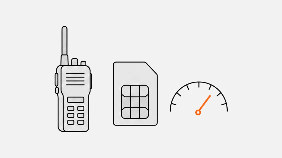 A radio, a SIM card and a gauge